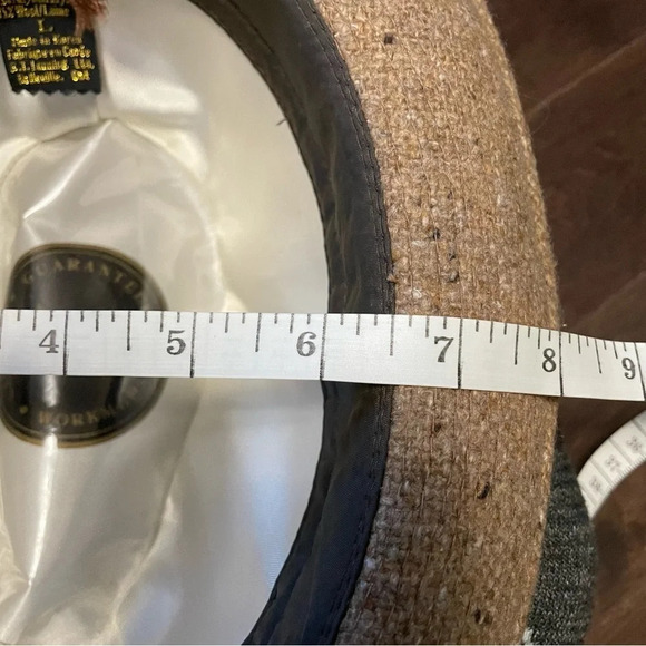 Fedora Hat Vintage 1970s Wool Blend Tweed with Feather by Lanning Men’s Large. - Picture 10 of 12